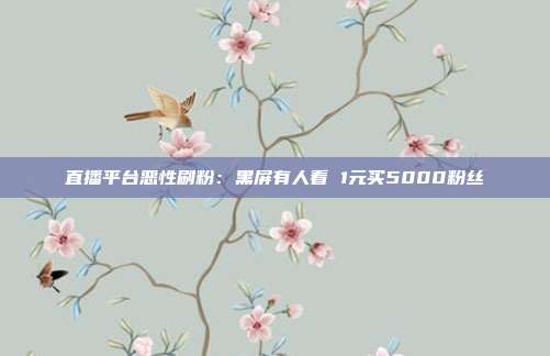 直播平台恶性刷粉：黑屏有人看 1元买5000粉丝