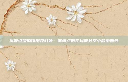 抖音点赞的作用及好处:解析点赞在抖音社交中的重要性