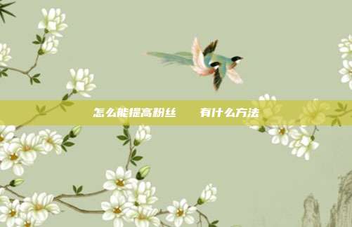 怎么能提高粉丝 有什么方法
