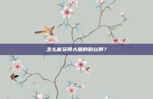 怎么能获得大量的粉丝啊?
