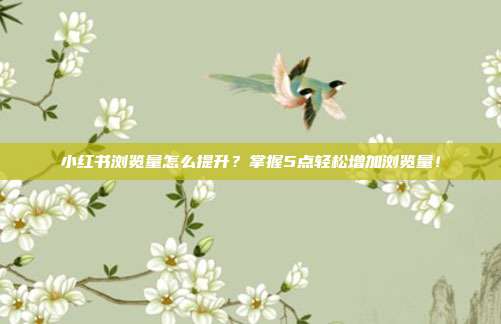 小红书浏览量怎么提升?掌握5点轻松增加浏览量!