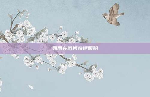 如何在微博快速吸粉