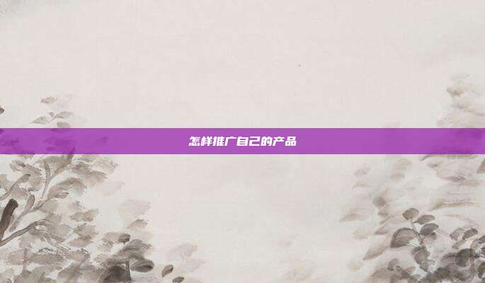 怎样推广自己的产品