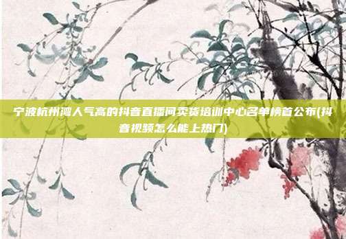 宁波杭州湾人气高的抖音直播间卖货培训中心名单榜首公布(抖音视频怎么能上热门)
