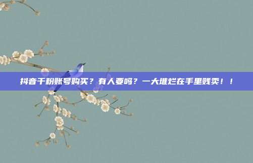 抖音千粉账号购买?有人要吗?一大堆烂在手里贱卖!!