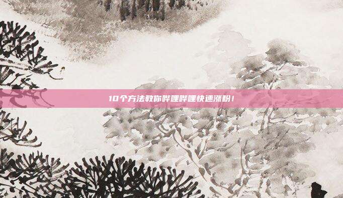 10个方法教你哔哩哔哩快速涨粉!