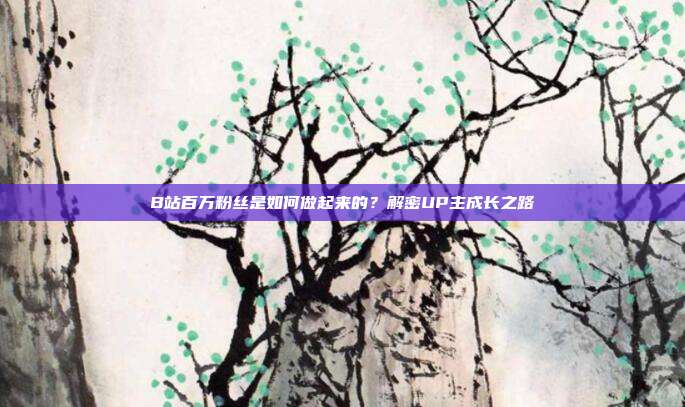 B站百万粉丝是如何做起来的?解密UP主成长之路