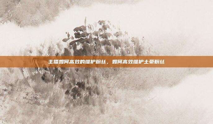 主播如何高效的维护粉丝,如何高效维护土豪粉丝