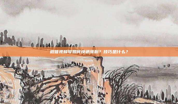 微信视频号如何快速涨粉？技巧是什么？