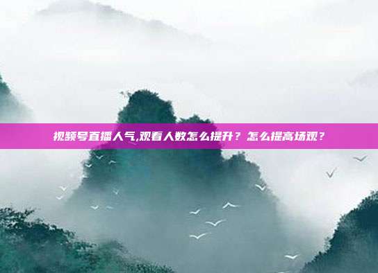 视频号直播人气,观看人数怎么提升?怎么提高场观?