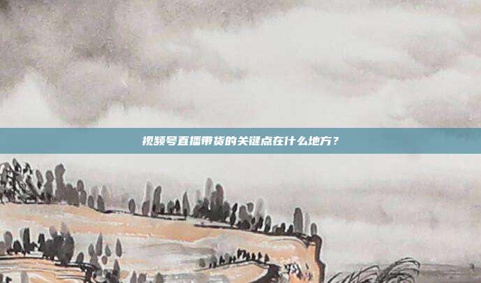 视频号直播带货的关键点在什么地方?