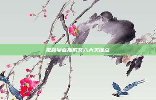 视频号直播成交六大关键点