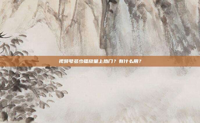 视频号多少播放量上热门?有什么用?