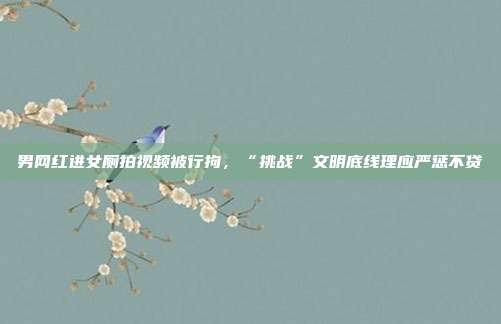 男网红进女厕拍视频被行拘,“挑战”文明底线理应严惩不贷