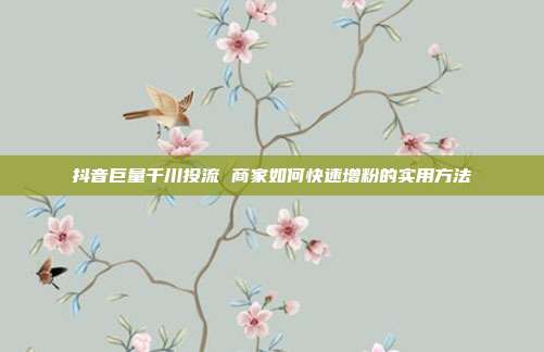 抖音巨量千川投流 商家如何快速增粉的实用方法
