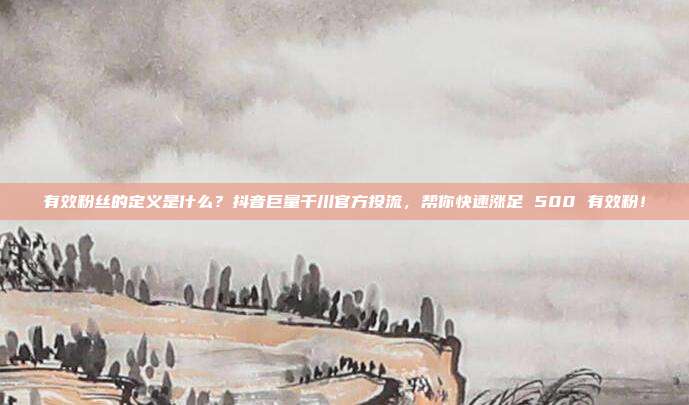 有效粉丝的定义是什么?抖音巨量千川官方投流,帮你快速涨足 500 有效粉!
