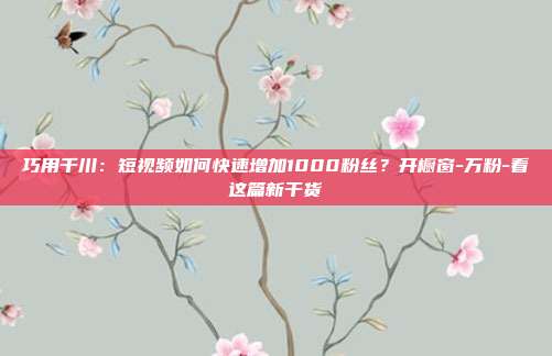 巧用千川:短视频如何快速增加1000粉丝?开橱窗-万粉-看这篇新干货