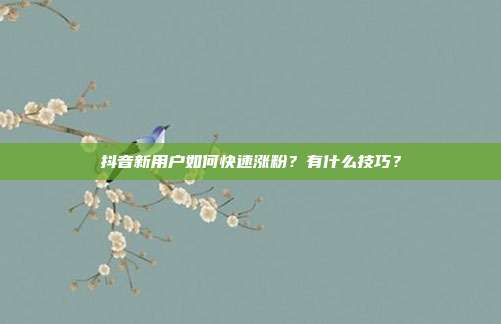 抖音新用户如何快速涨粉?有什么技巧?