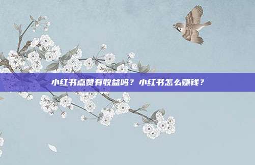 小红书点赞有收益吗?小红书怎么赚钱?