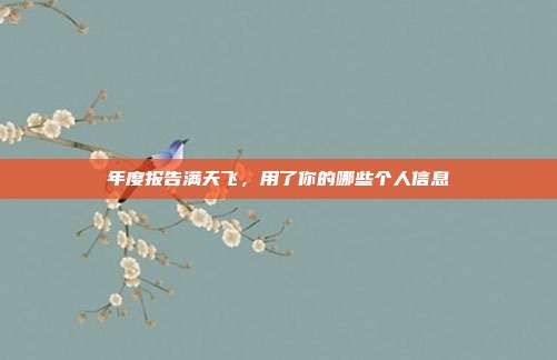 年度报告满天飞,用了你的哪些个人信息