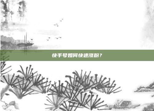 快手号如何快速涨粉?