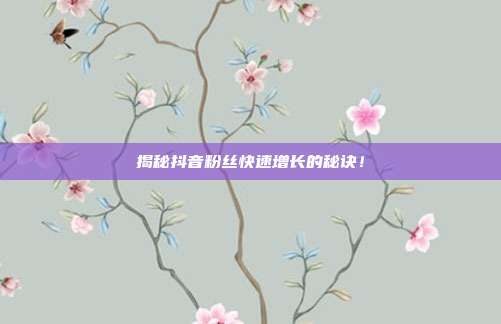 揭秘抖音粉丝快速增长的秘诀！
