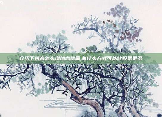 介绍下抖音怎么增加点赞量,有什么方式可以让投票更多