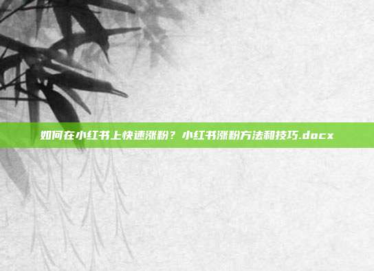 如何在小红书上快速涨粉？小红书涨粉方法和技巧.docx