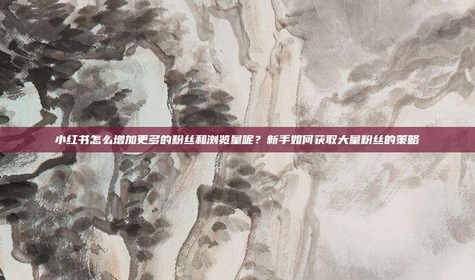 小红书怎么增加更多的粉丝和浏览量呢？新手如何获取大量粉丝的策略