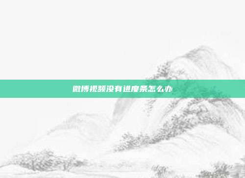 微博视频没有进度条怎么办