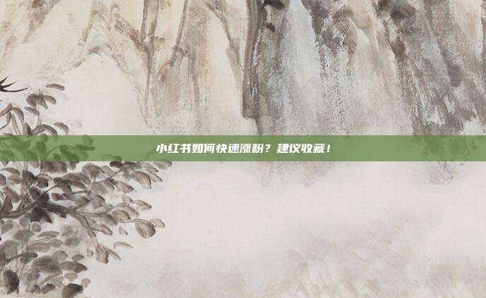 小红书如何快速涨粉?建议收藏!