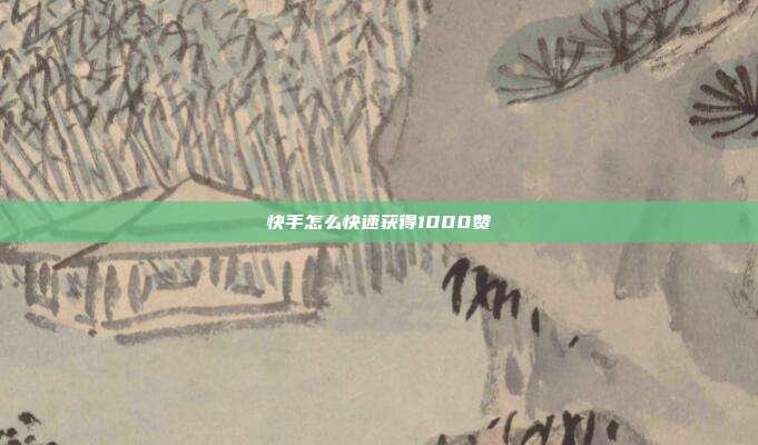 快手怎么快速获得1000赞