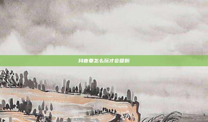 抖音要怎么玩才会吸粉