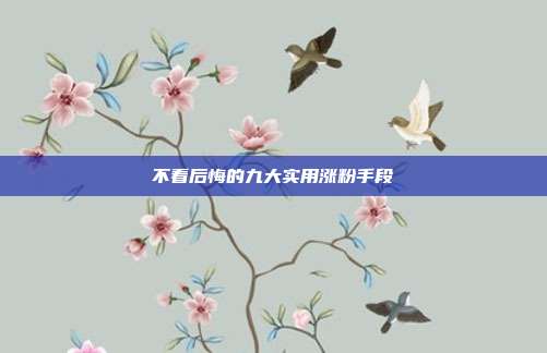 不看后悔的九大实用涨粉手段