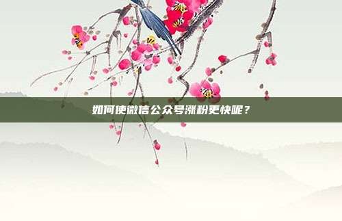 如何使微信公众号涨粉更快呢?