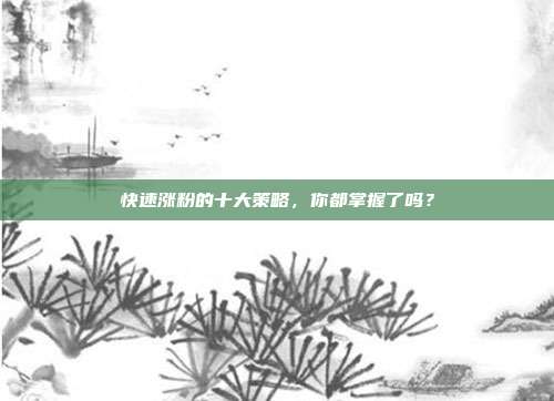 快速涨粉的十大策略,你都掌握了吗?