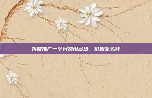 抖音推广一个月费用多少,价格怎么算