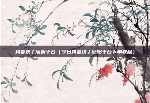 抖音快手涨粉平台(今日抖音快手涨粉平台下单教程)