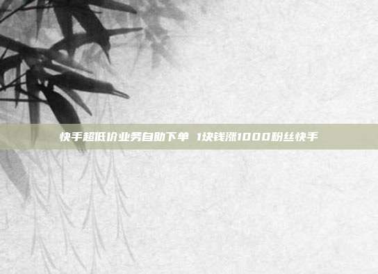 快手超低价业务自助下单 1块钱涨1000粉丝快手