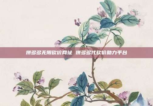 拼多多无限砍价网址 拼多多代砍价助力平台