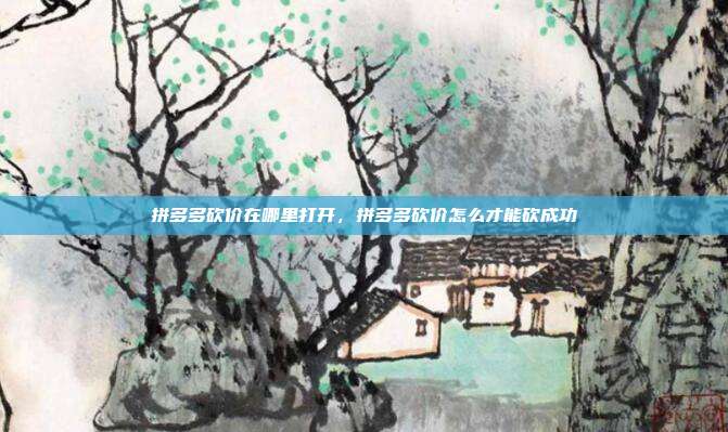 拼多多砍价在哪里打开,拼多多砍价怎么才能砍成功