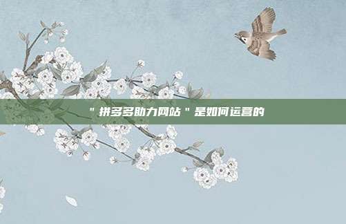 ＂拼多多助力网站＂是如何运营的