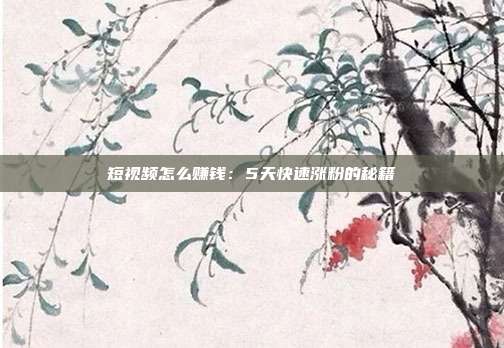 短视频怎么赚钱:5天快速涨粉的秘籍