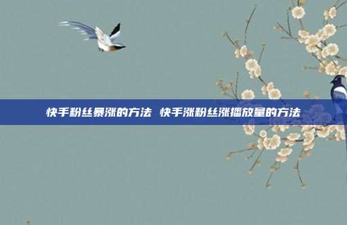 快手粉丝暴涨的方法 快手涨粉丝涨播放量的方法