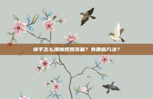 快手怎么增加视频流量?有哪些方法?