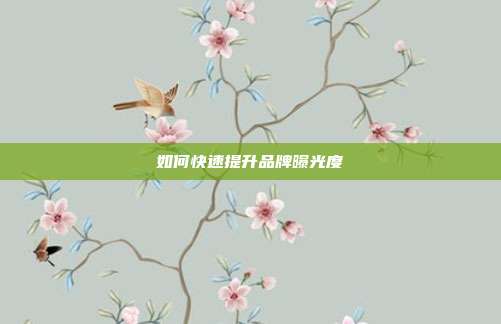 如何快速提升品牌曝光度