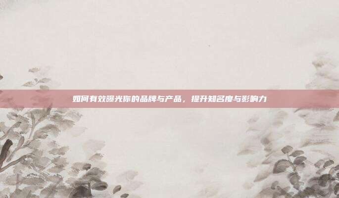 如何有效曝光你的品牌与产品,提升知名度与影响力