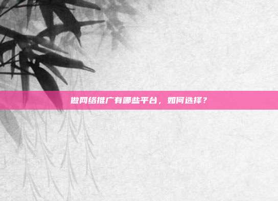 做网络推广有哪些平台,如何选择?