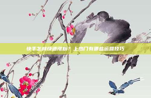 快手怎样快速涨粉?上热门有哪些运营技巧
