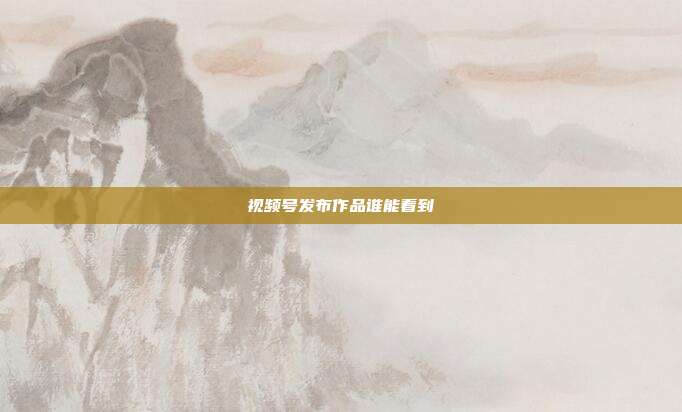 视频号发布作品谁能看到